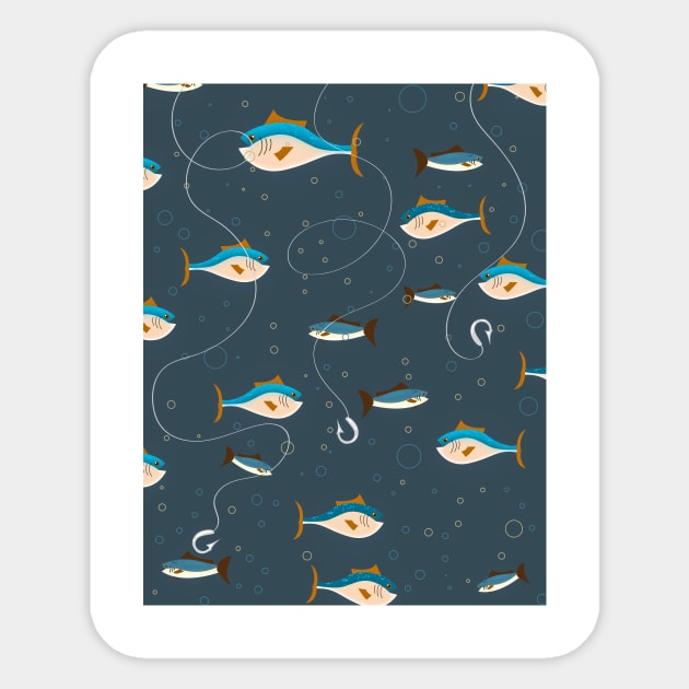 Cute fishing pattern. Sticker by nickemporium1